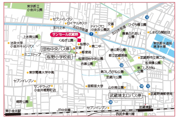 サンセール武蔵野、地図